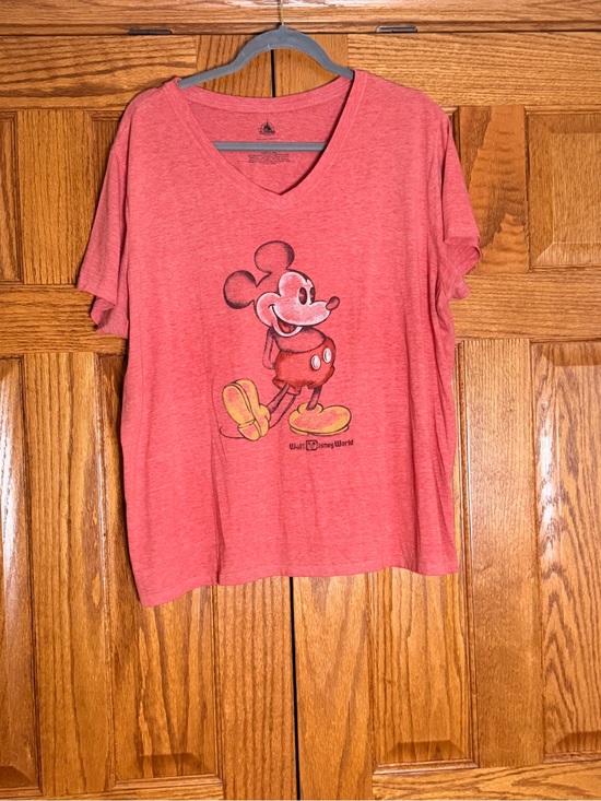 Disney Tops - Disney Park Red V-Neck Mickey Mouse Graphic Tee